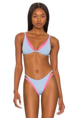 L*SPACE Finneas Bikini Top Aura Bubble Gum Triangle Layered Look Size XL NEW